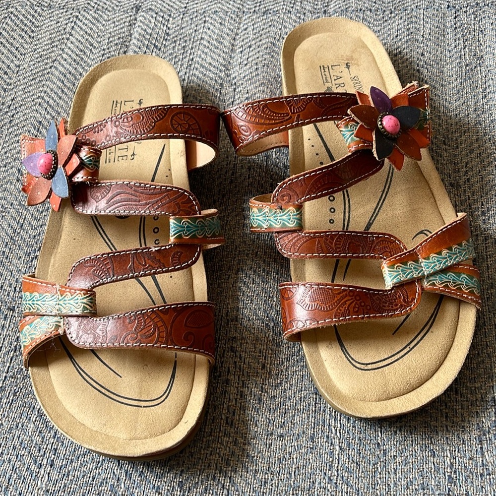 L’Artiste Spring Step Mabel Multicolored Leather Sandals Size:42